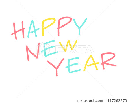 HAPPY NEW YEAR Happy New Year lettering hand-drawn style HAPPY NEW YEAR Happy New Year lettering hand-drawn style 117262873