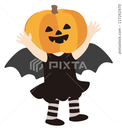 Vector illustration of kids dressed up as jack-o'-lanterns for Halloween 117262970