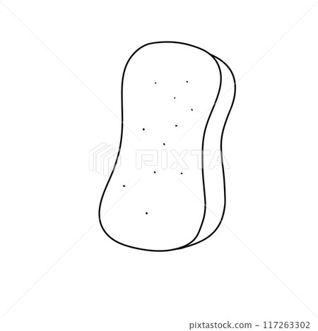 A white and black drawing of a sponge 117263302
