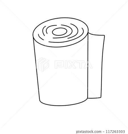 A roll of toilet paper is shown in a white background A roll of toilet paper is shown in a white background 117263303