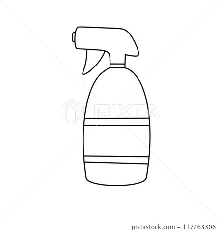 A spray bottle with a white label A spray bottle with a white label 117263306