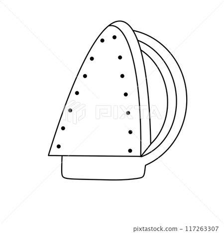 A white iron with a black handle A white iron with a black handle 117263307