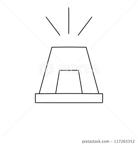 A white and black drawing of a fire alarm 117263352