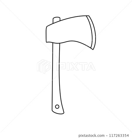 A black and white drawing of an axe 117263354