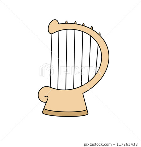A cartoon drawing of a musical instrument with a curved neck A cartoon drawing of a musical instrument with a curved neck 117263438
