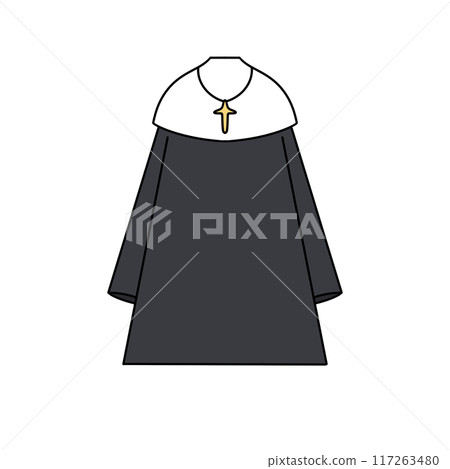 A nun's outfit is drawn in black and white A nun's outfit is drawn in black and white 117263480