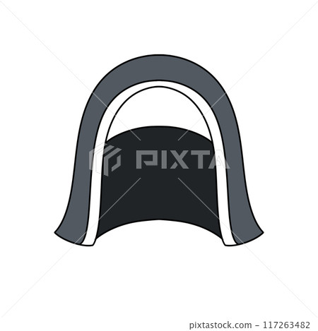 A cartoon drawing of a tent with a black and gray color scheme A cartoon drawing of a tent with a black and gray color scheme 117263482