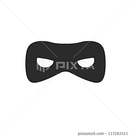 A black mask with two eyes and a frowning mouth 117263521