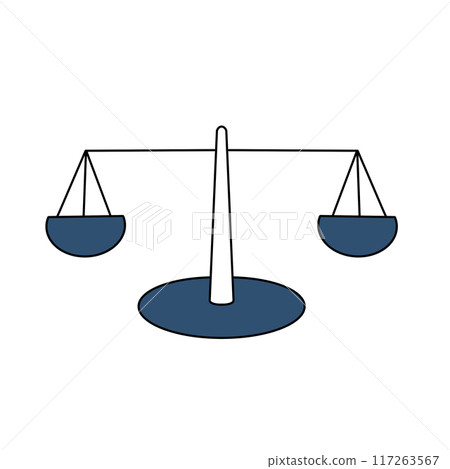 A blue scale with two equal weights on each side A blue scale with two equal weights on each side 117263567