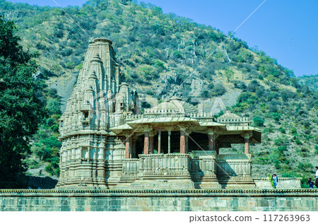 A temple, part of the Bhangarh fort at Alwar, Rajasthan, India 117263963