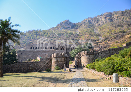 Portion of the ruins of Bhangarh fort in Alwar, Rajasthan, India 117263965