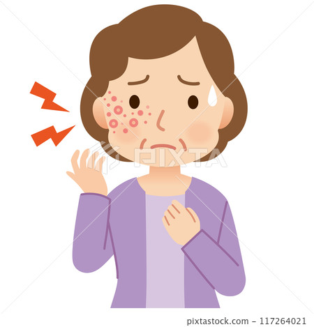 中年婦女因帶狀皰疹疼痛的症狀 117264021