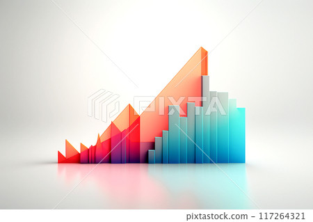 Business data analysis with colorful bar chart. Graph on white background, red and blue data visualization. Stick chart design, financial report 117264321