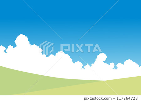 夏天藍天和草地的插圖 夏天藍天和草地的插圖 117264728