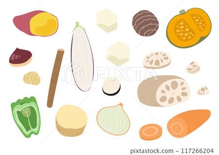 Autumn vegetable illustration set Autumn vegetable illustration set 117266204