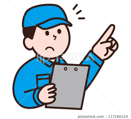 A man in work clothes pointing and checking A man in work clothes pointing and checking 117266324