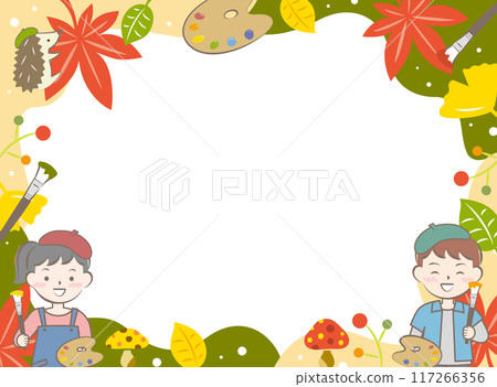 Children and Art Autumn Frame Autumn Leaves Painting Children and Art Autumn Frame Autumn Leaves Painting 117266356