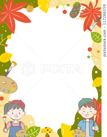 Children and Art Autumn Frame Autumn Leaves Painting 117266359