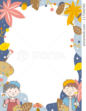 Children and Art Autumn Frame Autumn Leaves Painting Children and Art Autumn Frame Autumn Leaves Painting 117266360