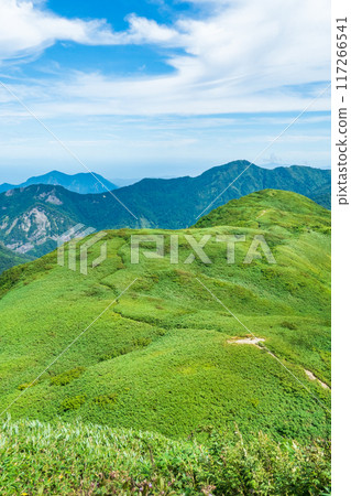 Climbing Mount Amakasari in summer: View of Sasadaira from the summit Climbing Mount Amakasari in summer: View of Sasadaira from the summit 117266541