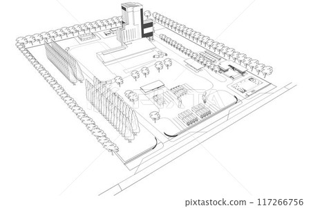 3D illustration of building project 3D illustration of building project 117266756