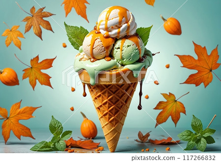 sweet autumn pumpkin mint ice cream 117266832