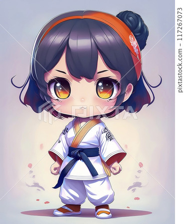 Chibi character: Image of a girl wearing a karate costume 117267073