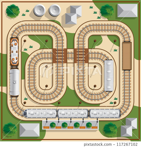 Railway. View from above. Vector illustration. 117267102