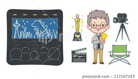 Movie director with megaphone and cinema 117267283