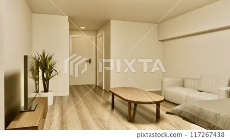 Orange lighting in one-room apartment 117267438