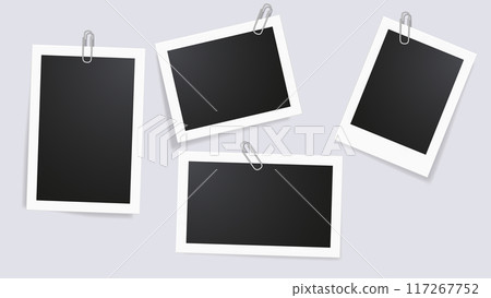 Collection of blank photo frames with paper clip 117267752