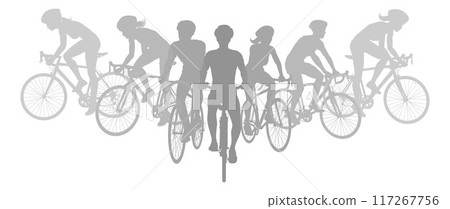 Cyclists Bikes Silhouette Bike Cyclist People Set Cyclists Bikes Silhouette Bike Cyclist People Set 117267756