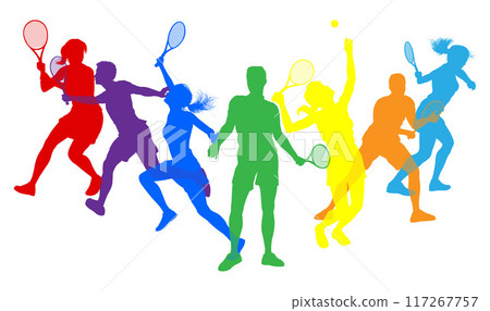 Silhouette Tennis Players Silhouettes Concept Silhouette Tennis Players Silhouettes Concept 117267757