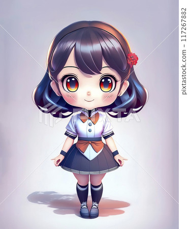 Chibi character: Image of a girl wearing a waitress costume 117267882