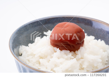 米飯上醃李子的特寫 117268201