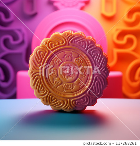 美味的月饼3D插画素材 117268261