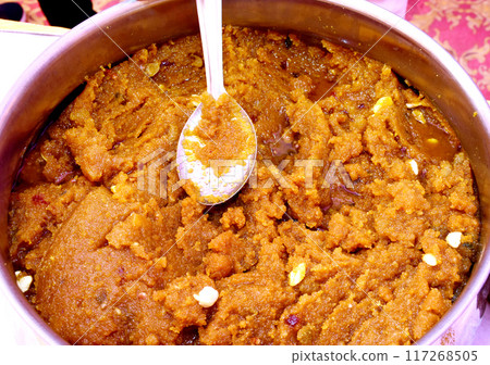 Top view of Moong Dal Halwa Top view of Moong Dal Halwa 117268505