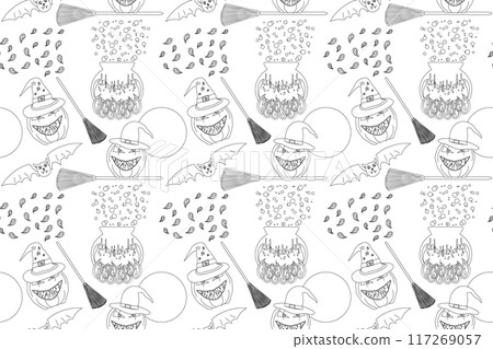 Halloween Coloring Page Pattern Halloween Coloring Page Pattern 117269057
