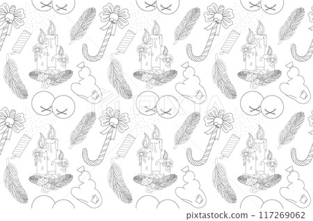 Christmas Candles and Candy Canes Coloring Page 117269062