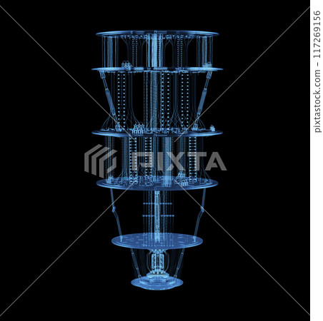 X-ray or blue transparent quantum computer machine 117269156