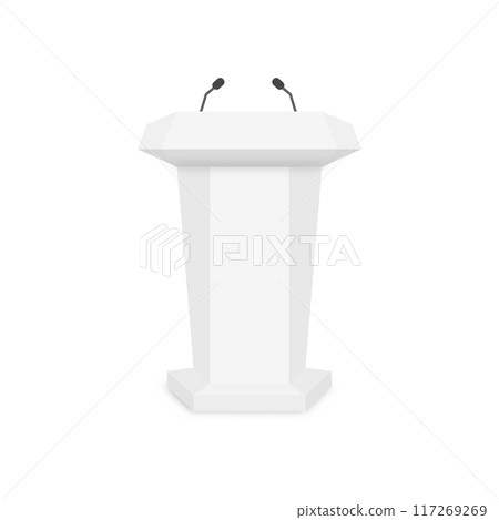 Speech podium with microphones, vector illustration. Speech podium with microphones, vector illustration. 117269269