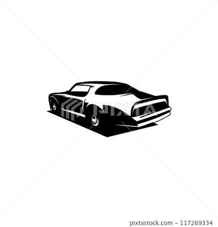 Isolated vector illustration of an old 1977 Pontiac American car shown from the rear. best for badge, icon and sticker design. Isolated vector illustration of an old 1977 Pontiac American car shown from the rear. best for badge, icon and sticker design. 117269334