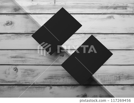 Blank black business name card mockup, 3D rendering, Generative AI 117269456