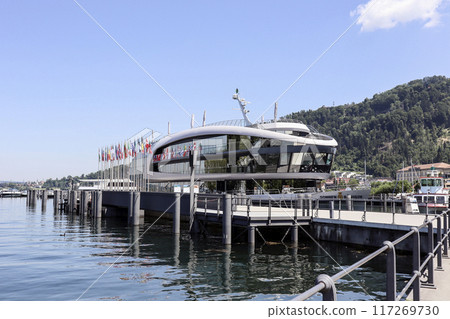 Bregenz harbor entrance, Austria on Lake Constance 117269730