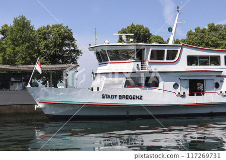 Bregenz harbor entrance, Austria on Lake Constance 117269731