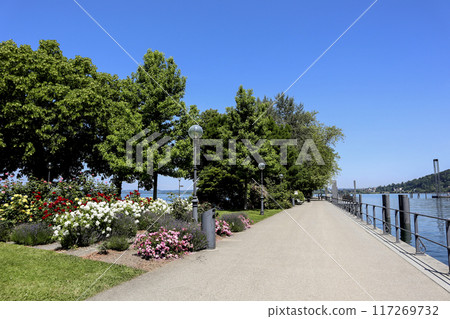 Bregenz harbor entrance, Austria on Lake Constance 117269732