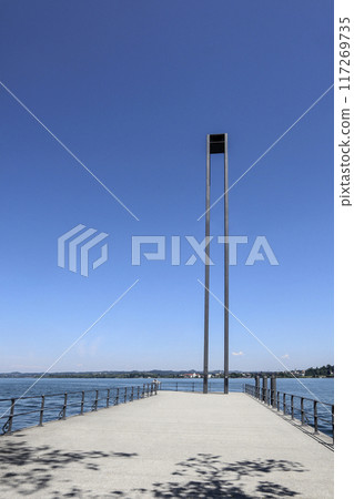 Bregenz harbor entrance, Austria on Lake Constance 117269735