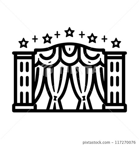 Theater icon or modern line symbol. Vector line art and icon design with bold outline. Black and white Pixel Perfect minimalistic symbol isolated white background. Silhouette simple thin sign 117270076