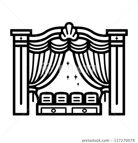 Theater icon or modern line symbol. Vector line art and icon design with bold outline. Black and white Pixel Perfect minimalistic symbol isolated white background. Silhouette simple thin sign 117270078