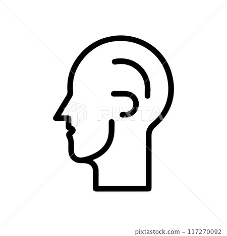 Head icon or modern line symbol. Vector line art and icon design with bold outline. Black and white Pixel Perfect minimalistic symbol isolated white background. Silhouette simple thin sign 117270092